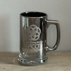 Walt‎ Disney World Epcot Center Stein Mug Metallic Silver Reflect Raised Vintage